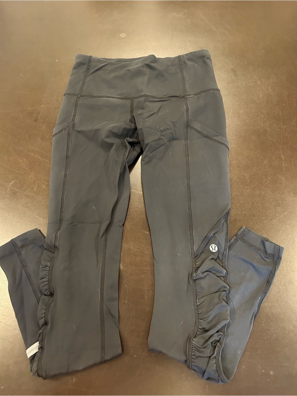 lululemon athletica Black Leggings with Side Ruffle Detail